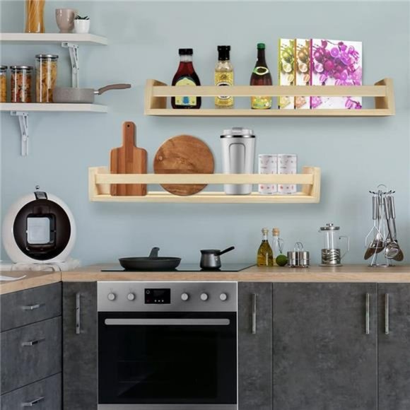 Floating Book Shelves White 24 inches Set of 2 (Natural-24), 24 x 3.94 x 3.54" - Picture 5 of 6